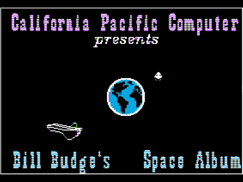 Title Screen of Bill Budges Space Album for Apple II